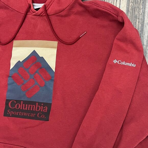 🔥 COLUMBIA SPORTSWEAR Outdoor Hoodie Pullover Fleece Sweatshirt Burgundy Sz 2XL - Picture 6 of 11